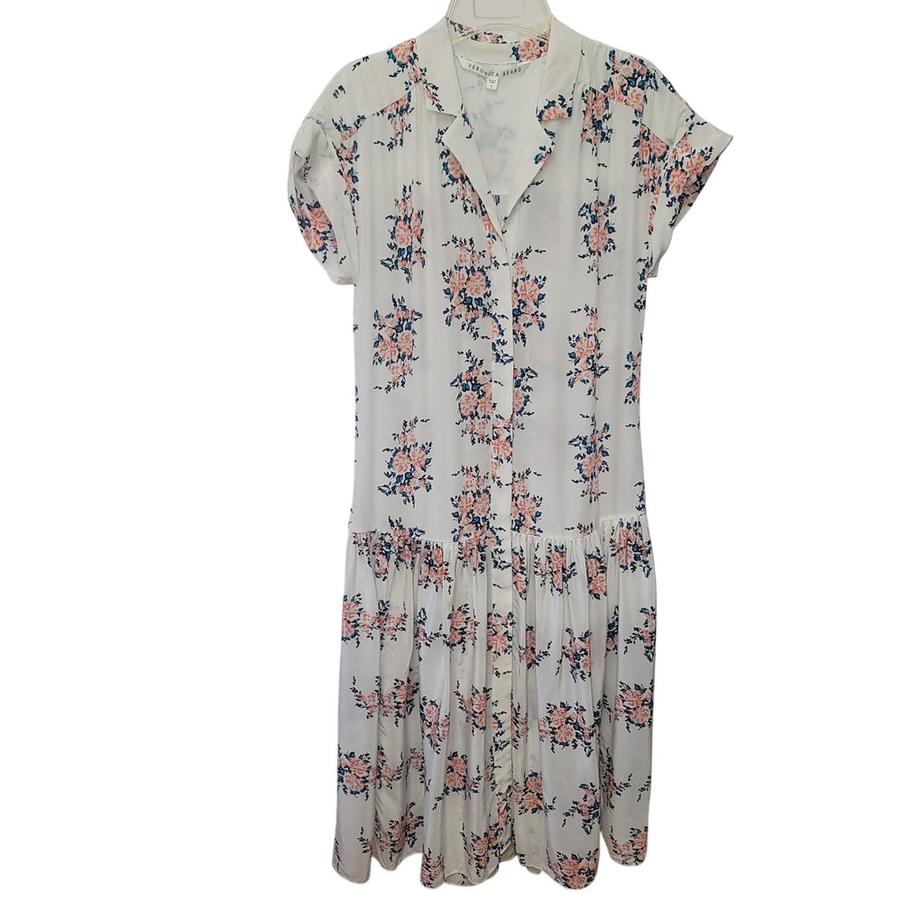 Veronica Beard Silk Floral Dress Size 0 Designer Feminine Boho Spring Cottage - Picture 3 of 9